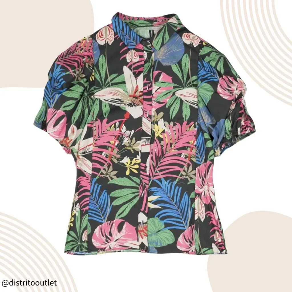 Blusa Zara C Negro Floral T S