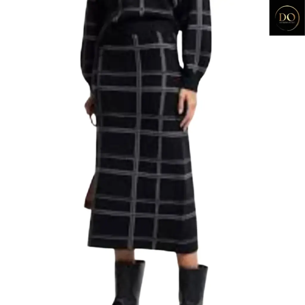 Falda Zara C Negro Rayas Blanco T M