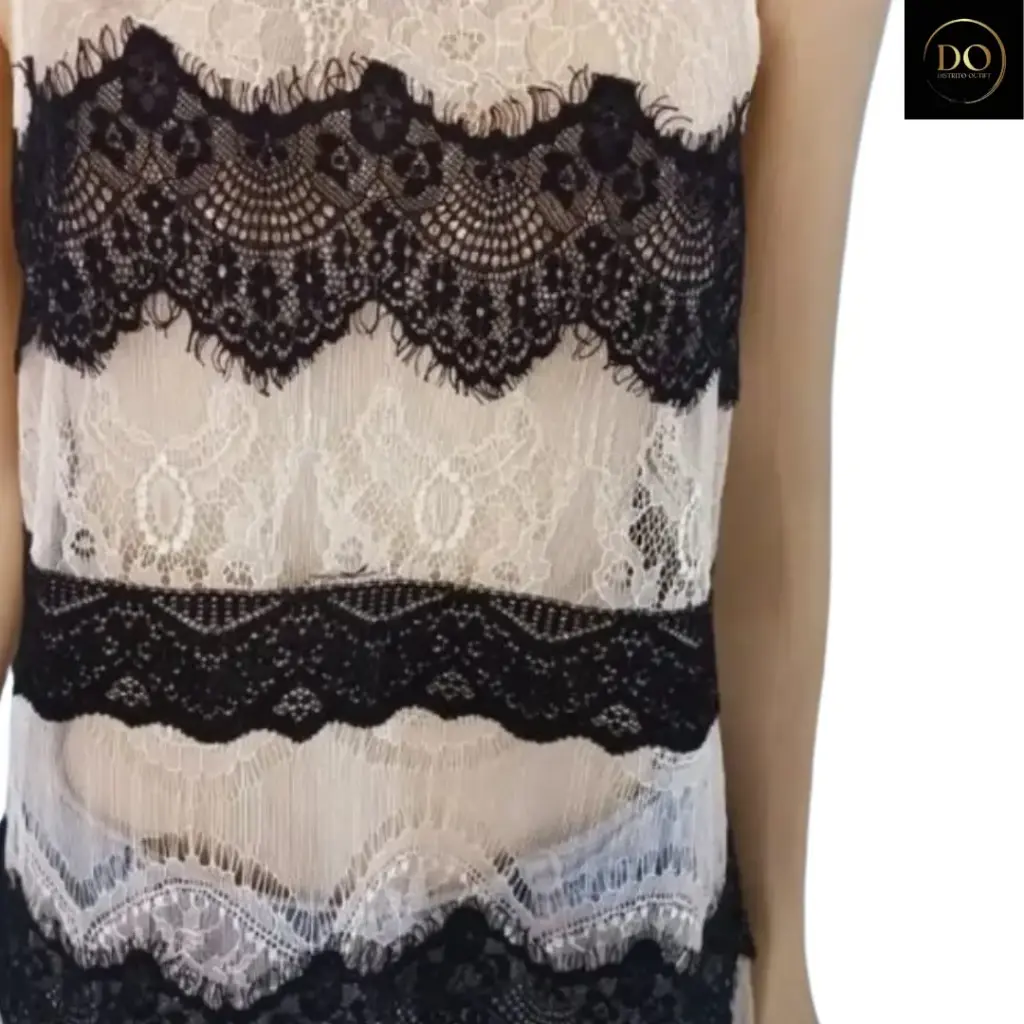 Vestido Encaje Zara C Negro Blanco T S