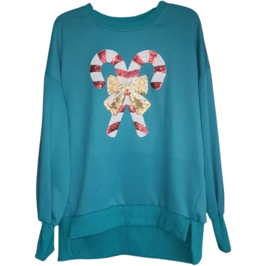 [113344] Sudadera navideña con lentejuelas C Verde T L