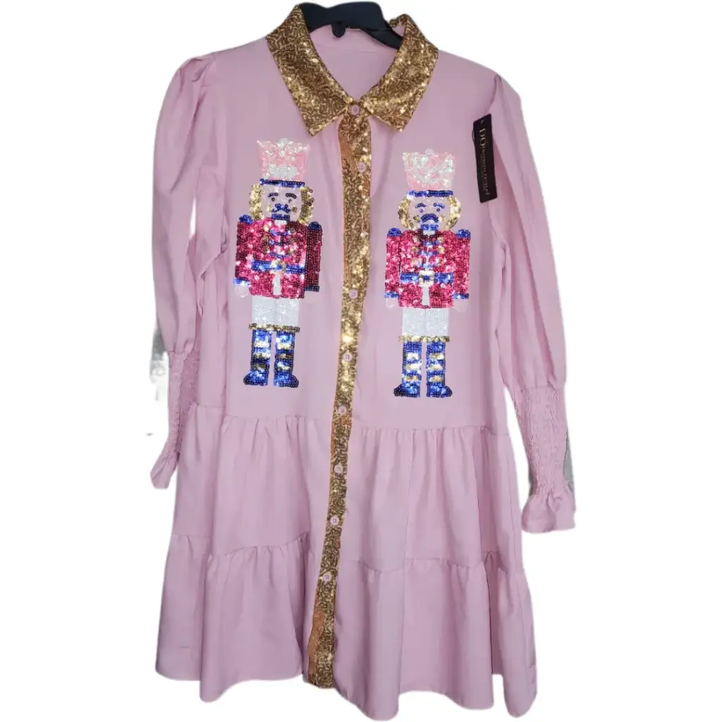 Vestido navideño con lentejuelas C Rosa T S