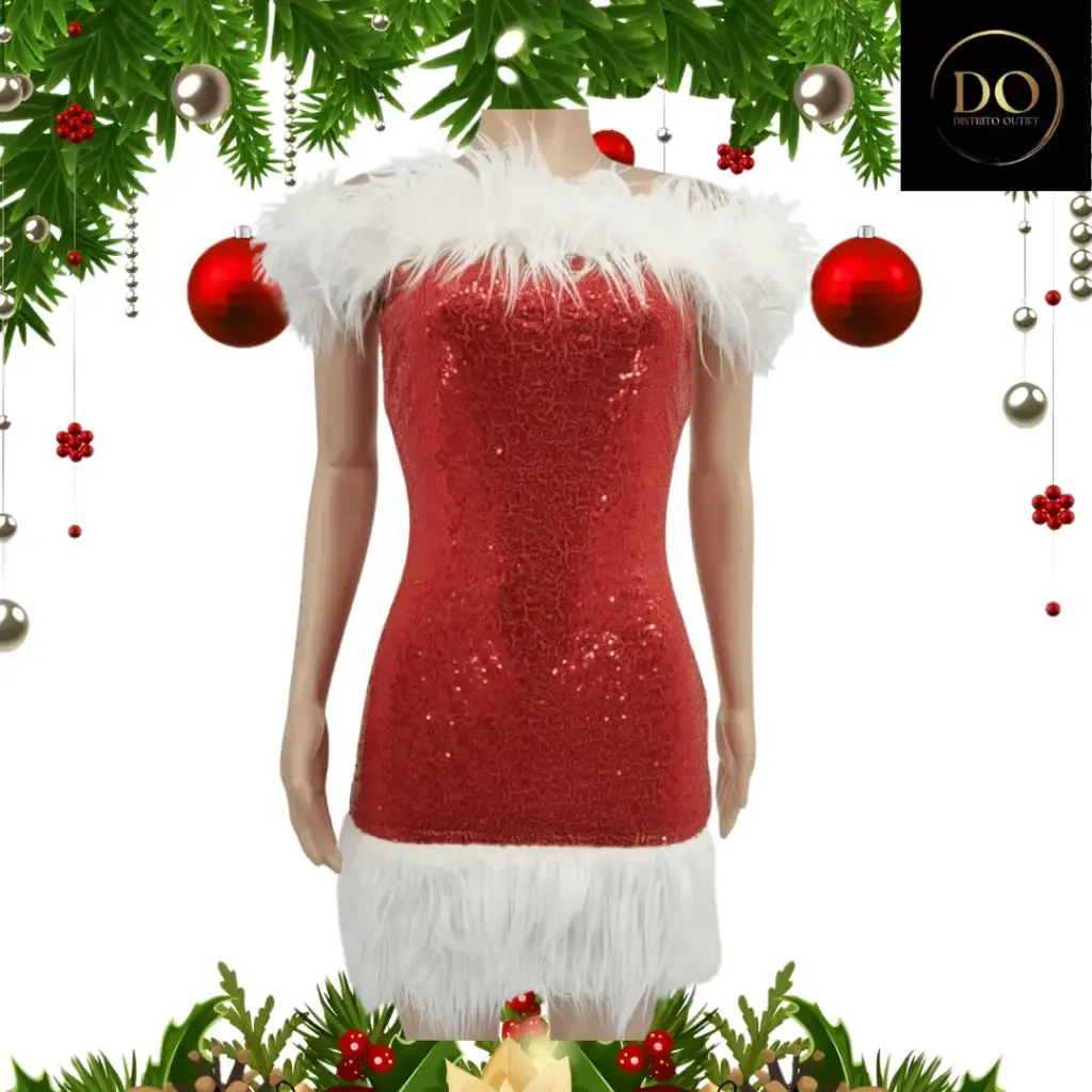 Vestido de Santa Claus Con lentejuela C Rojo