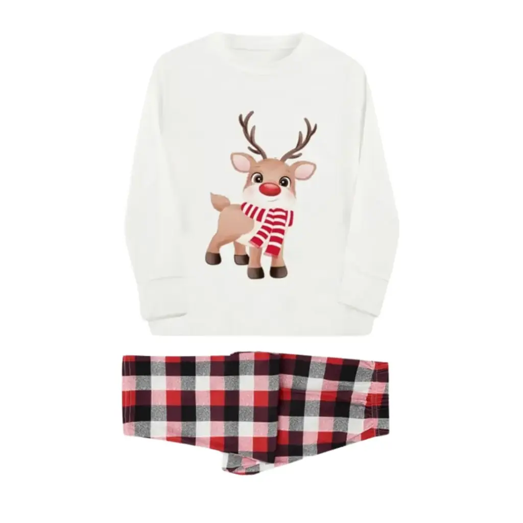 [113382] Pijama Navideña Alce C Crema-Rojo (M)