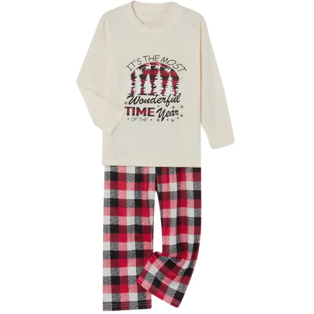 [113392] Pijama Navideña Pinos C Crema (M)