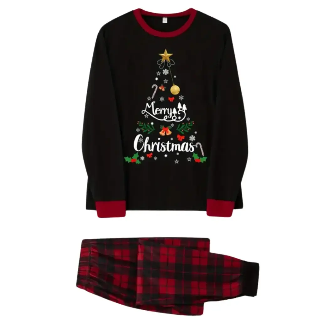 [113408] Pijama Navideña Arbol C Negro Rojo T M