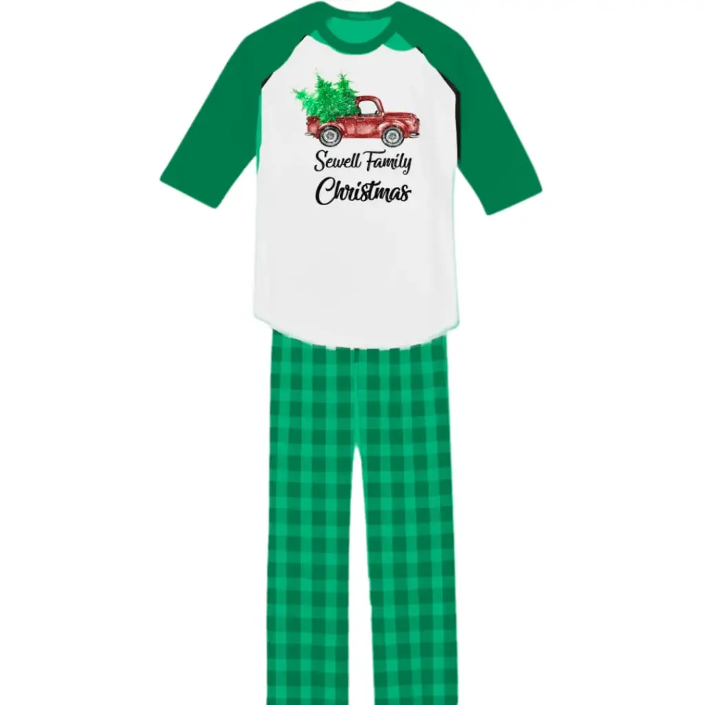 [113409] Pijama Navideña Auto C Verde Blanco T S