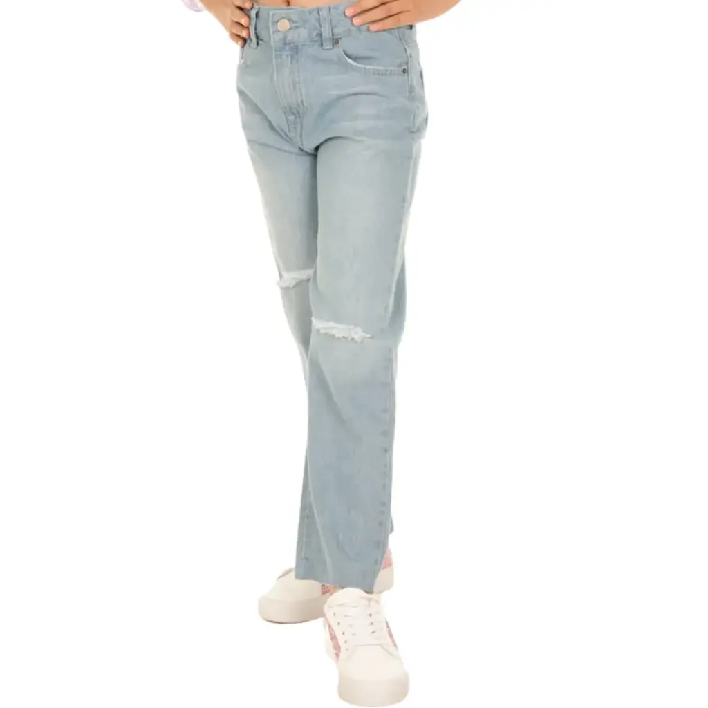 Pantalon Mezclilla Roto C Gris T 14