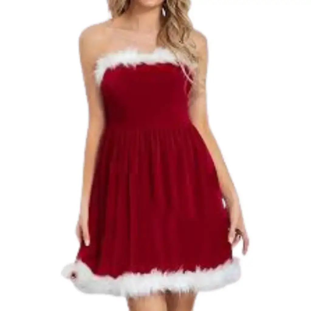 Vestido straple navideño C Rojo T M