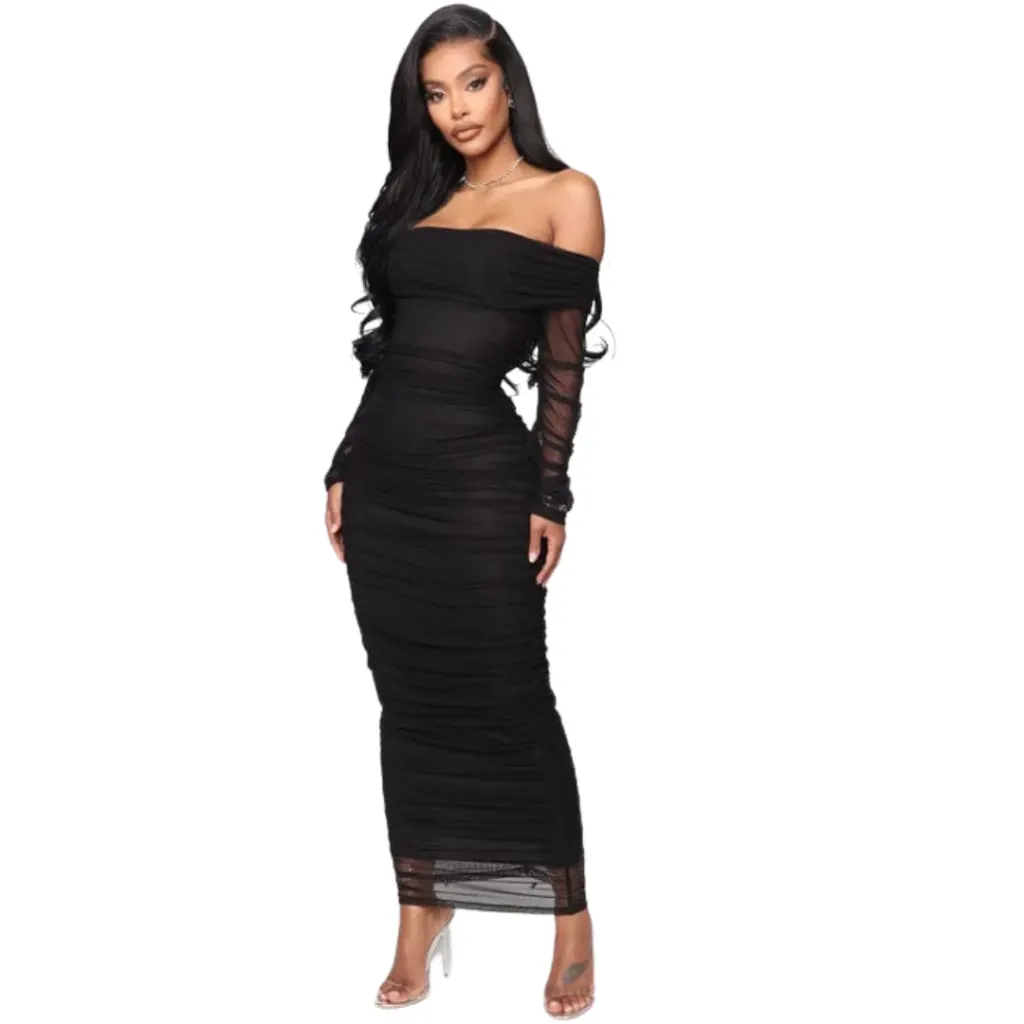 Vestido Top Trend Ruched Maxi Fashion Nova 