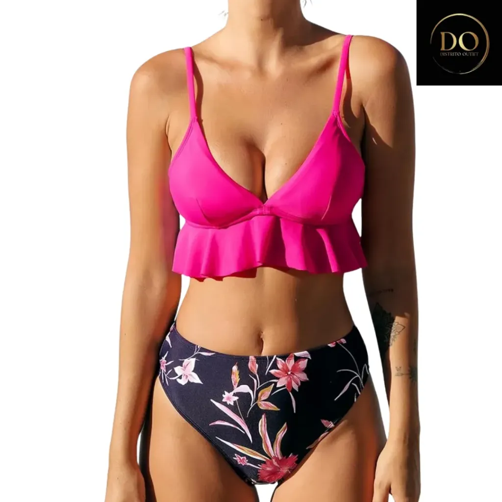 [113954] Traje de Baño 2 Pz C Rosa Negro T M