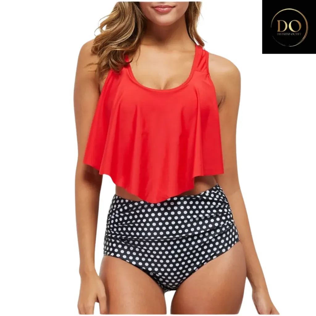 [113963] Traje de Baño Yonique C Rojo Negro T M