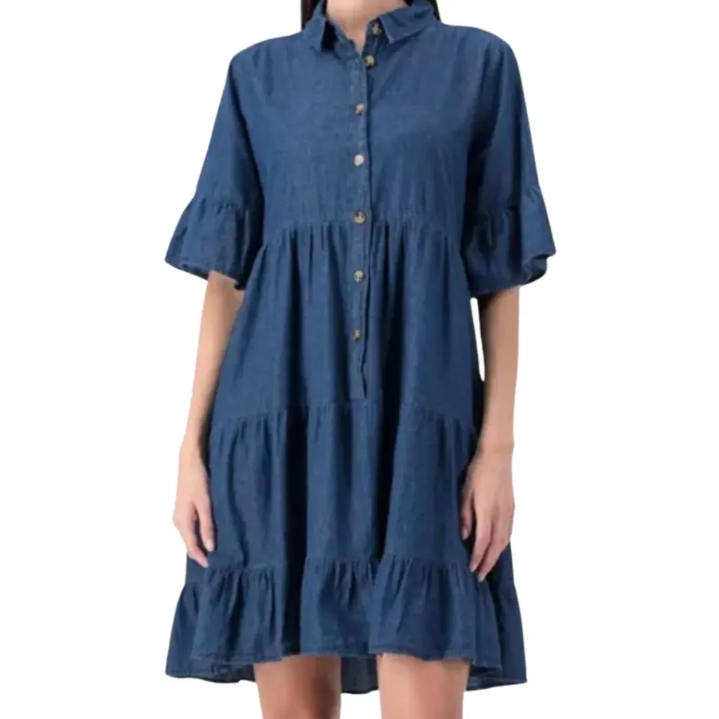 [114104] Vestido Tipo Mezclilla (Azul, XL)