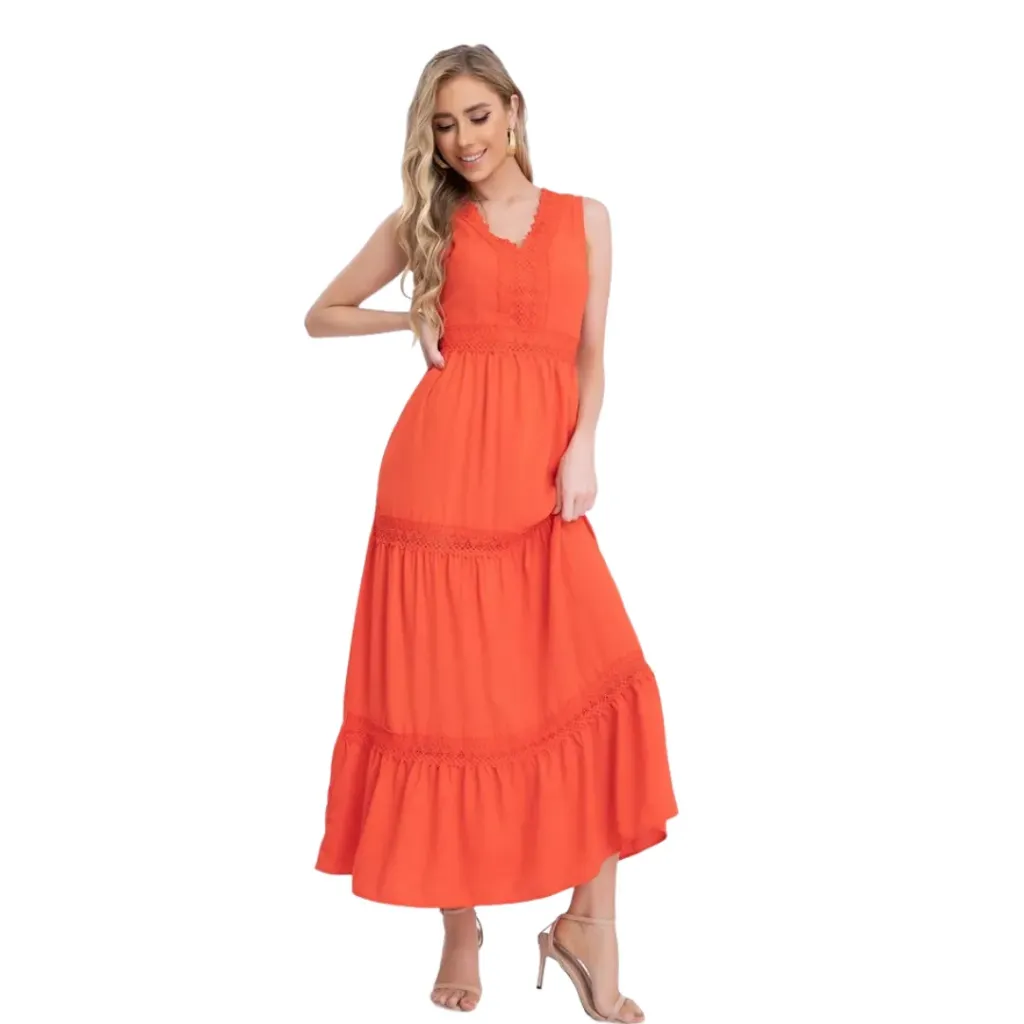 [214118] Vestido Largo C Naranja T L