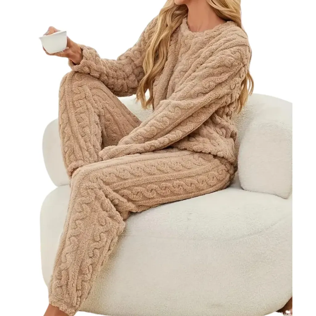 [249899] Conjunto Tejido Fashion Nova sueter y pantalon C Cafe T 1X