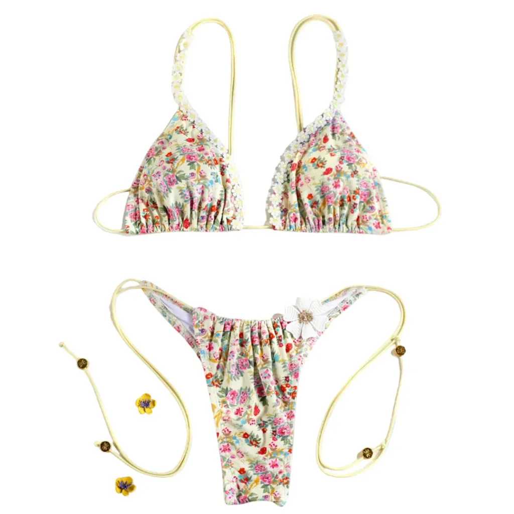 Traje de Baño Floreado 2 Pz C Beige T S