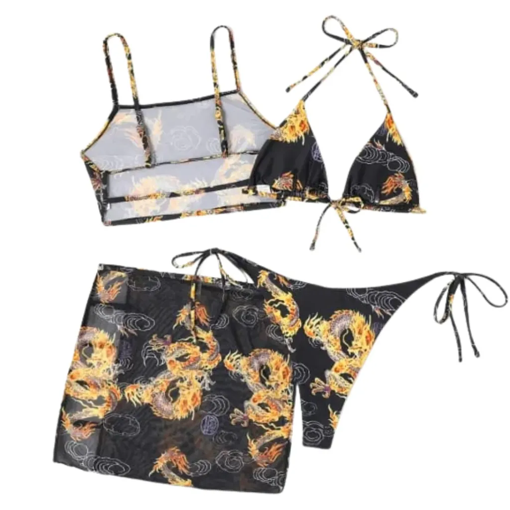 Traje de Baño 2 Pz C Negro Dorado T M