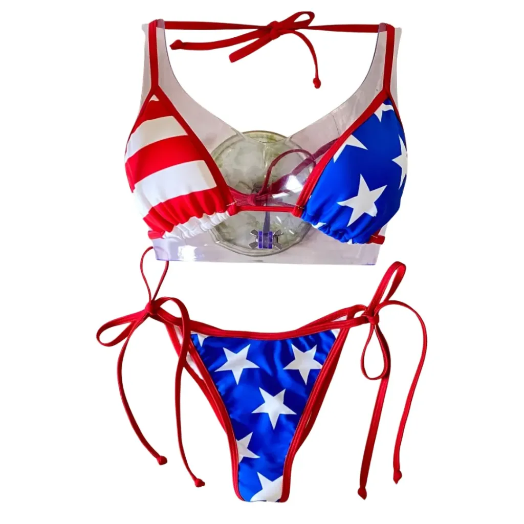 Traje de Baño USA 2 Pz C Rojo Azul T XL
