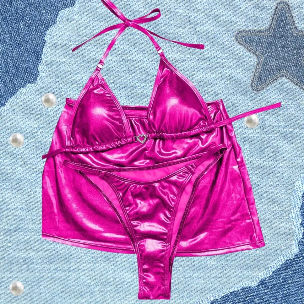 Traje de Baño 3 Pz C Rosa Metalico T XL