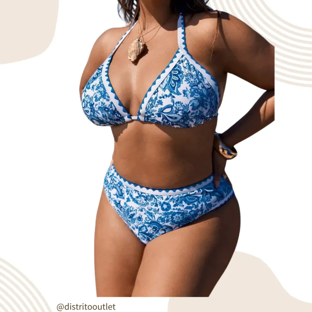 Traje de baño 2 piezas C Azul -blanco T M