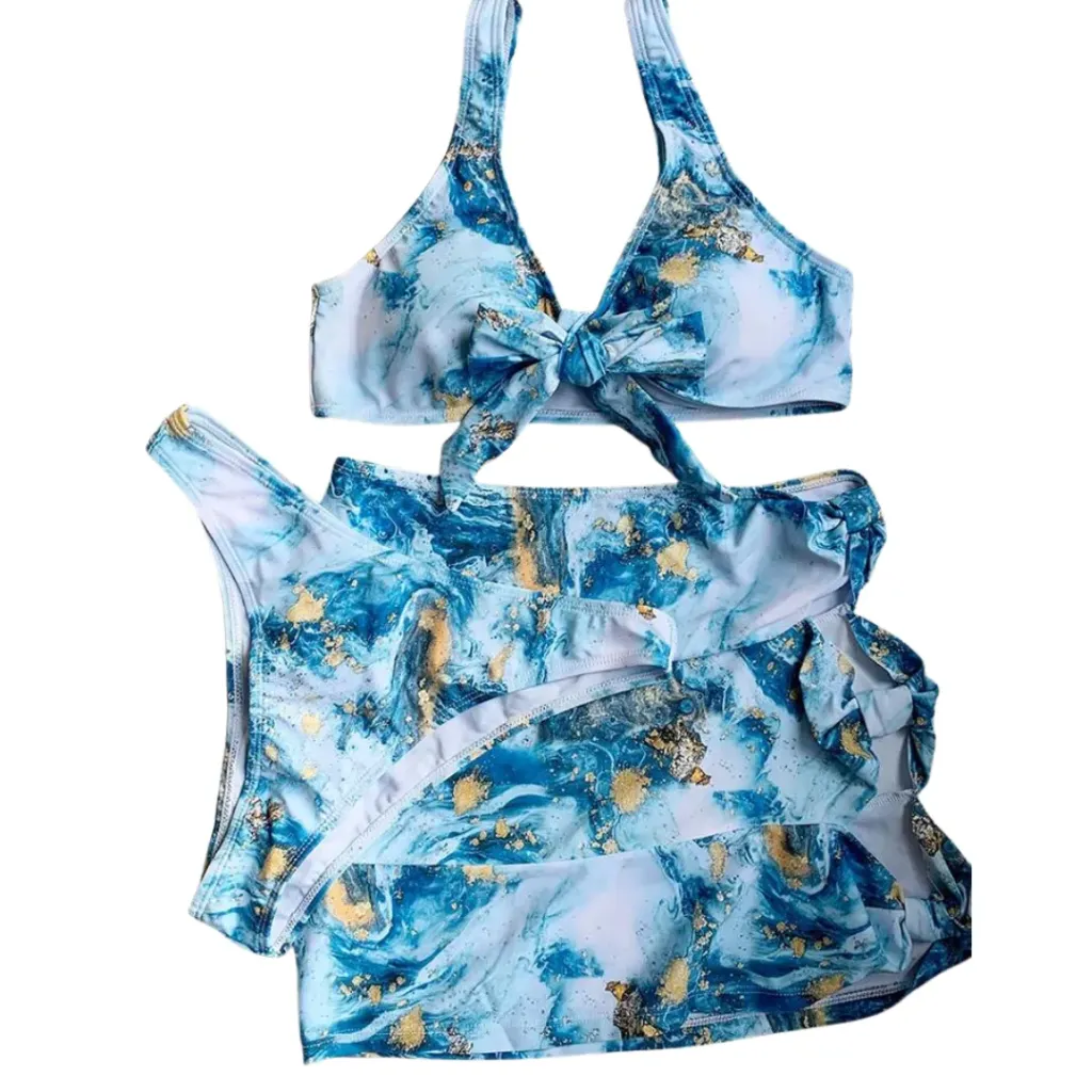 Traje de baño 3 pieza C Azul T XL