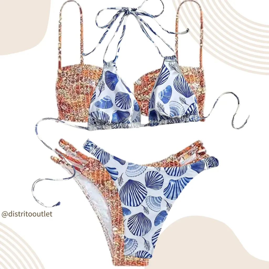 Traje de baño 2 pieza C Azul T L