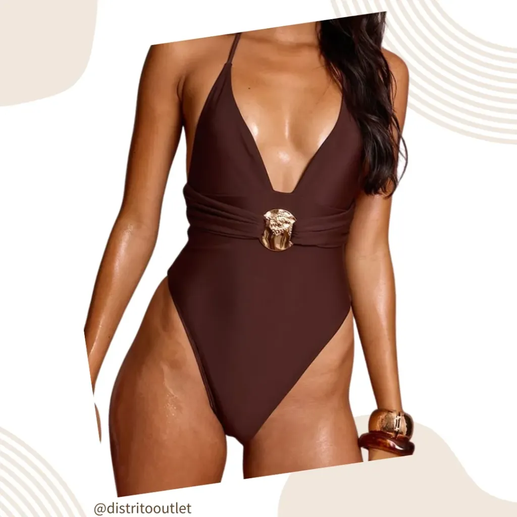 Traje de baño 1 pieza C Cafe T L