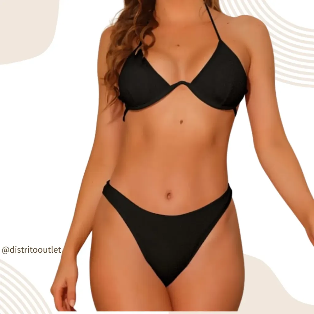 Traje de baño 2 pieza C Negro T L