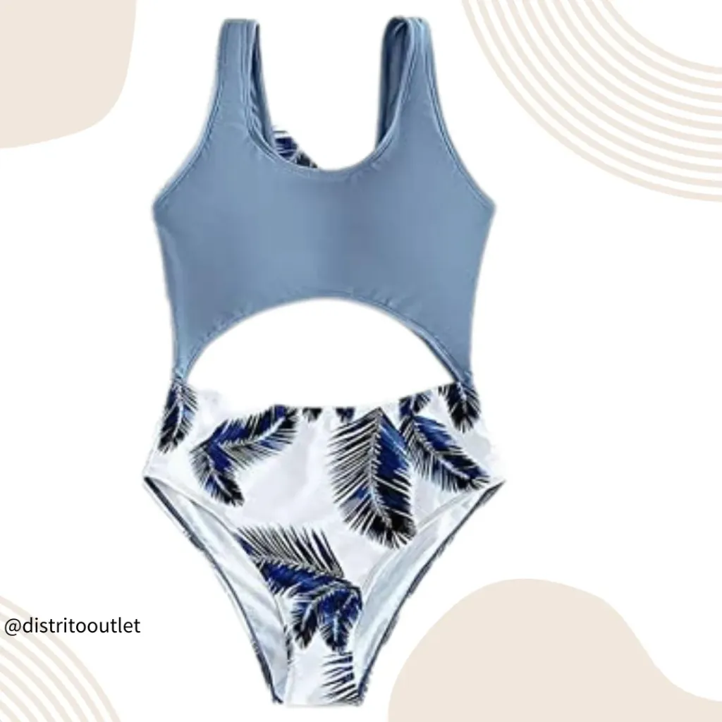 Traje de baño 1 pieza C Azul T L