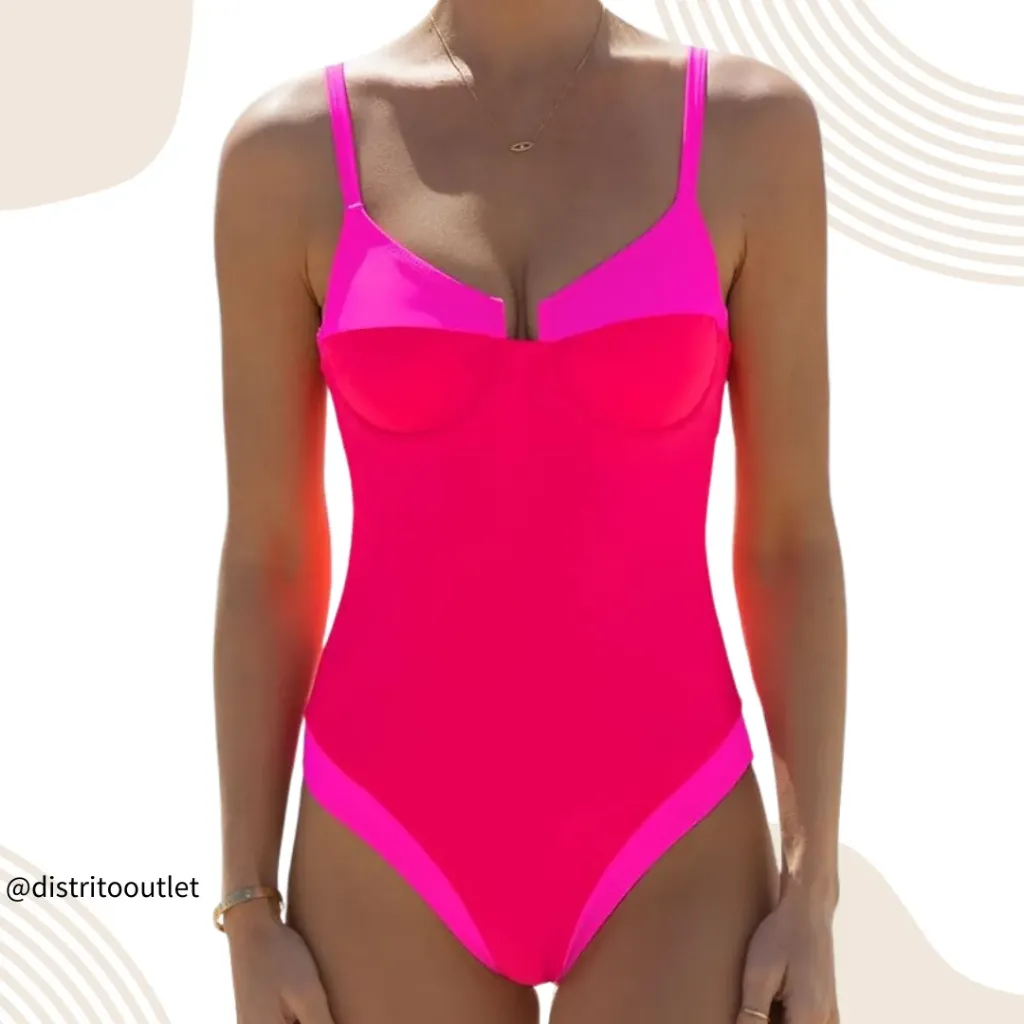 Traje de baño 1 pieza C Rosa T XXL