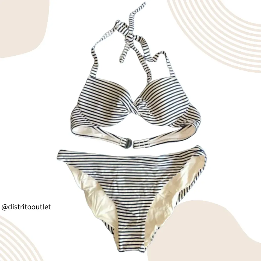 Traje de Baño 2 Pz C Blanco Azul Marino T L