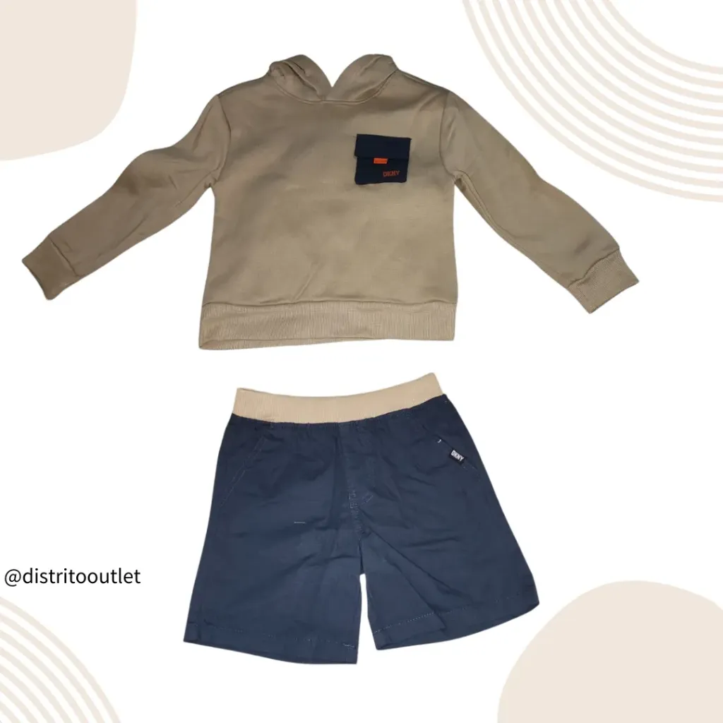 Conjunto DKNY (Sudadera - Short) C Beige - Azul marino