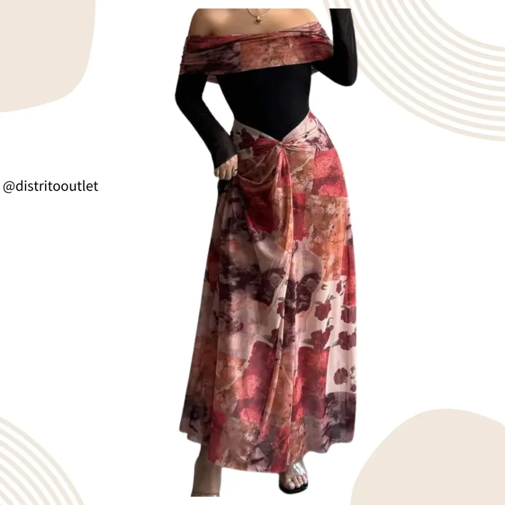 [210398] Vestido Floreado C Naranja T M