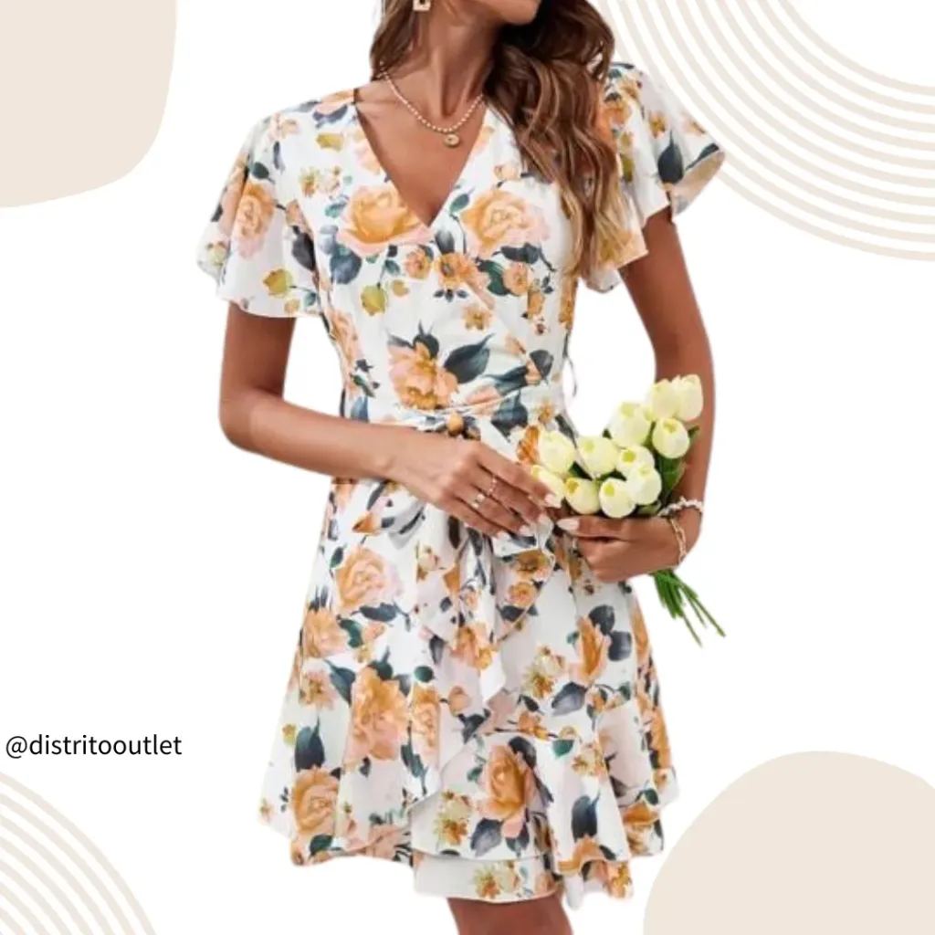 [210430] Vestido Floreado C Blanco T L