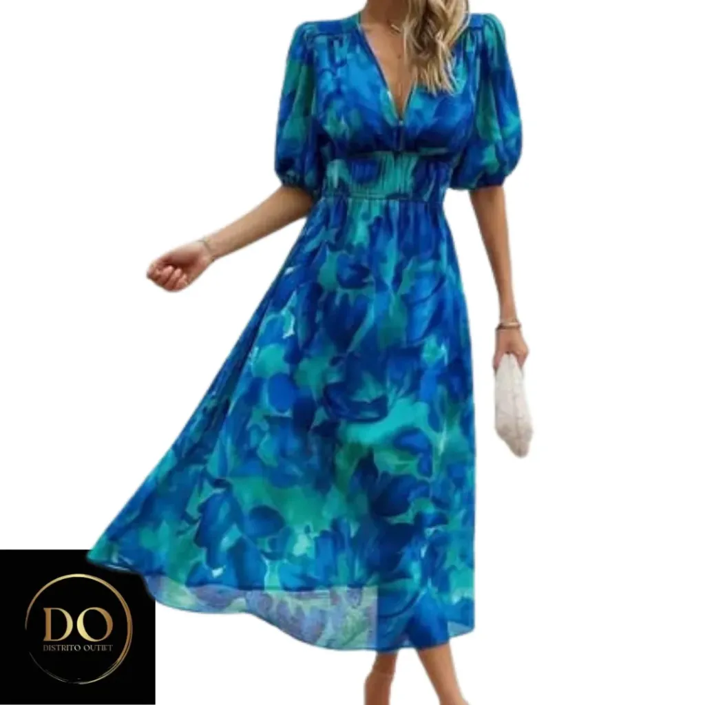 [210511] Vestido Floreado C Azul T L