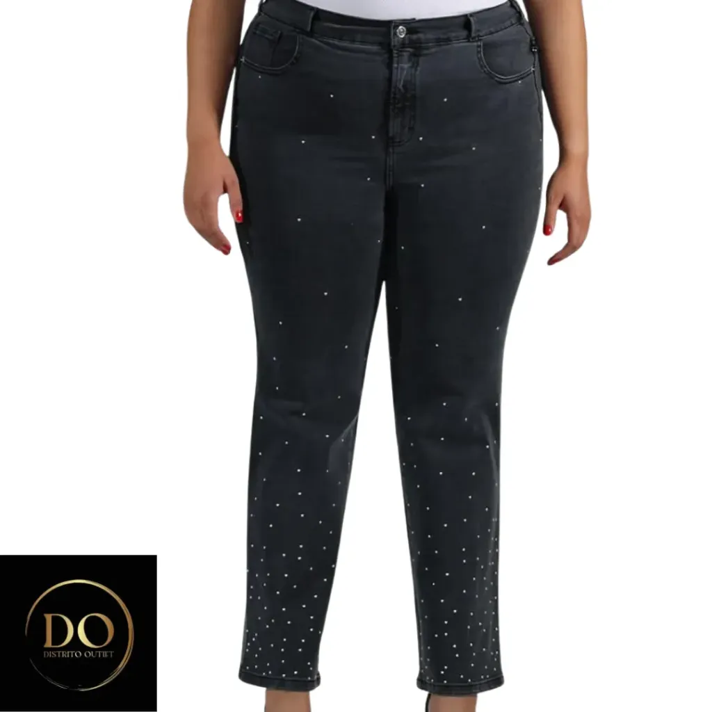 [210534] Pantalon Mezclilla Perlado C Negro T L