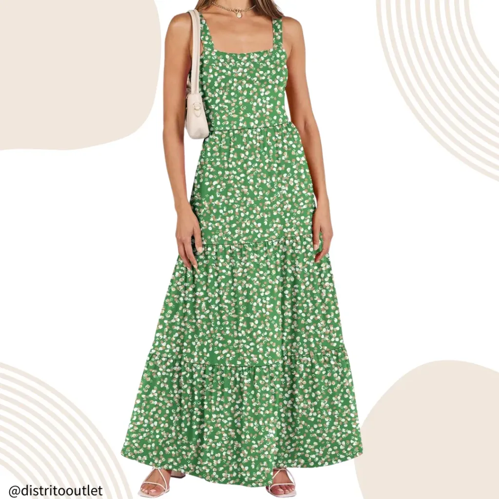 [210557] Vestido Floreado Cupshe C Verde T L