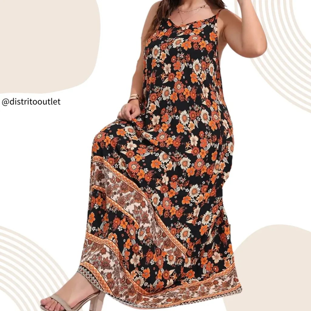 Vestido Cupshe C Negro Floreado T XL