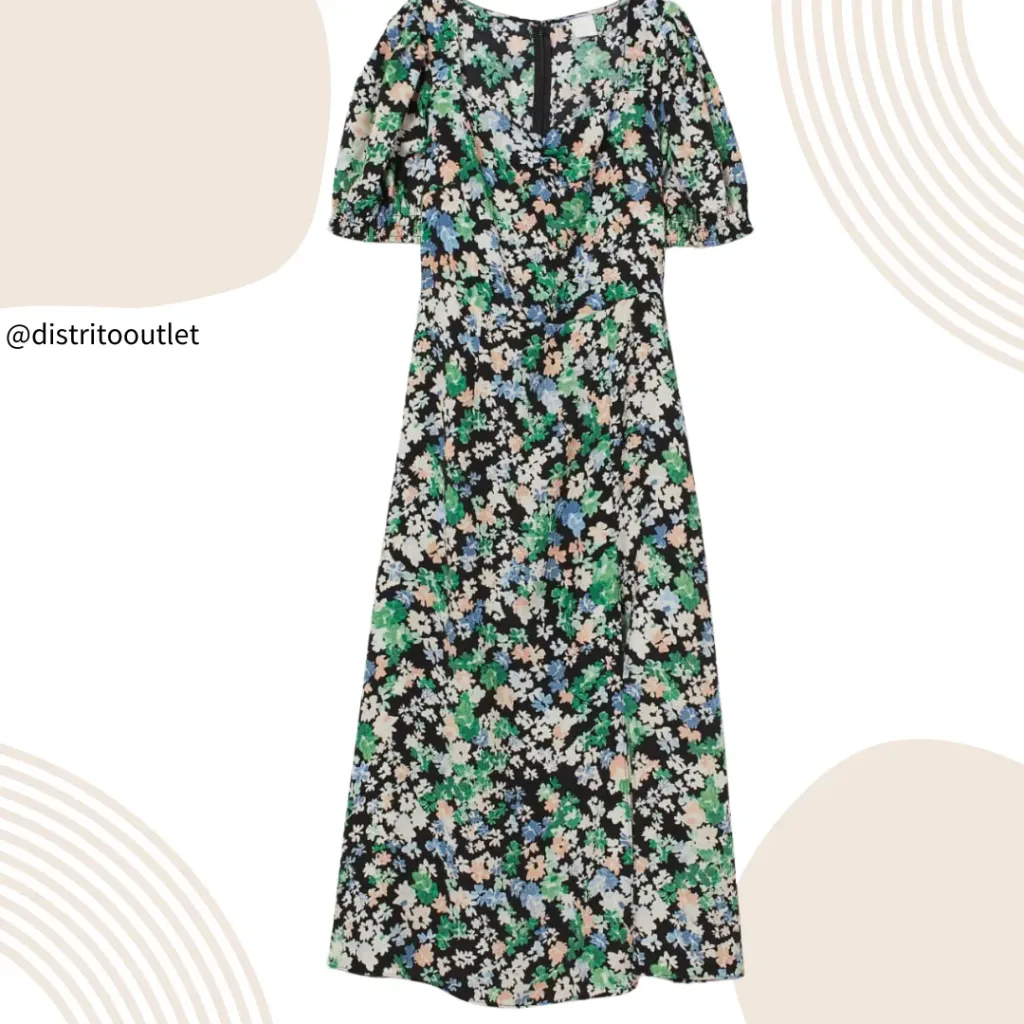 [210645] Vestido Cupshe C Negro Floreado T L