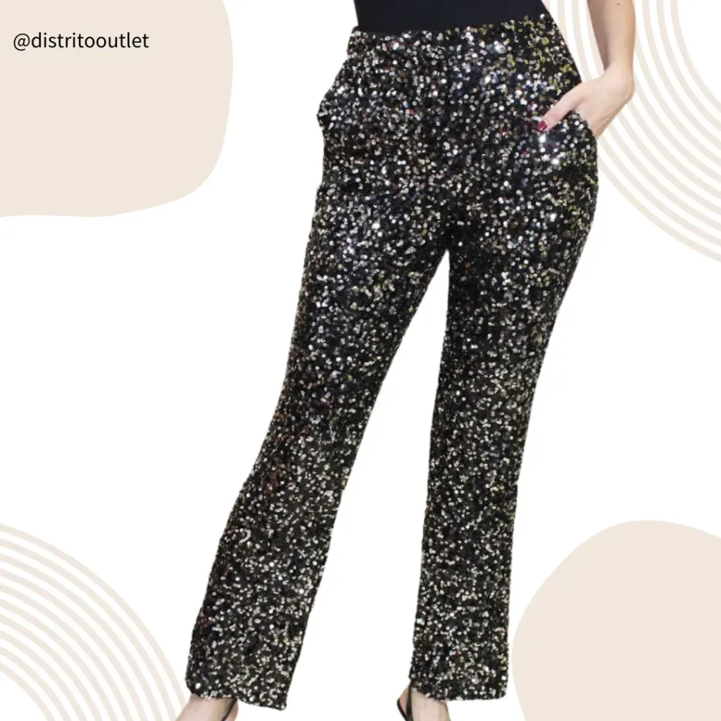 [210691] Pantalon Cupshe Lentejuela C Negro T XL