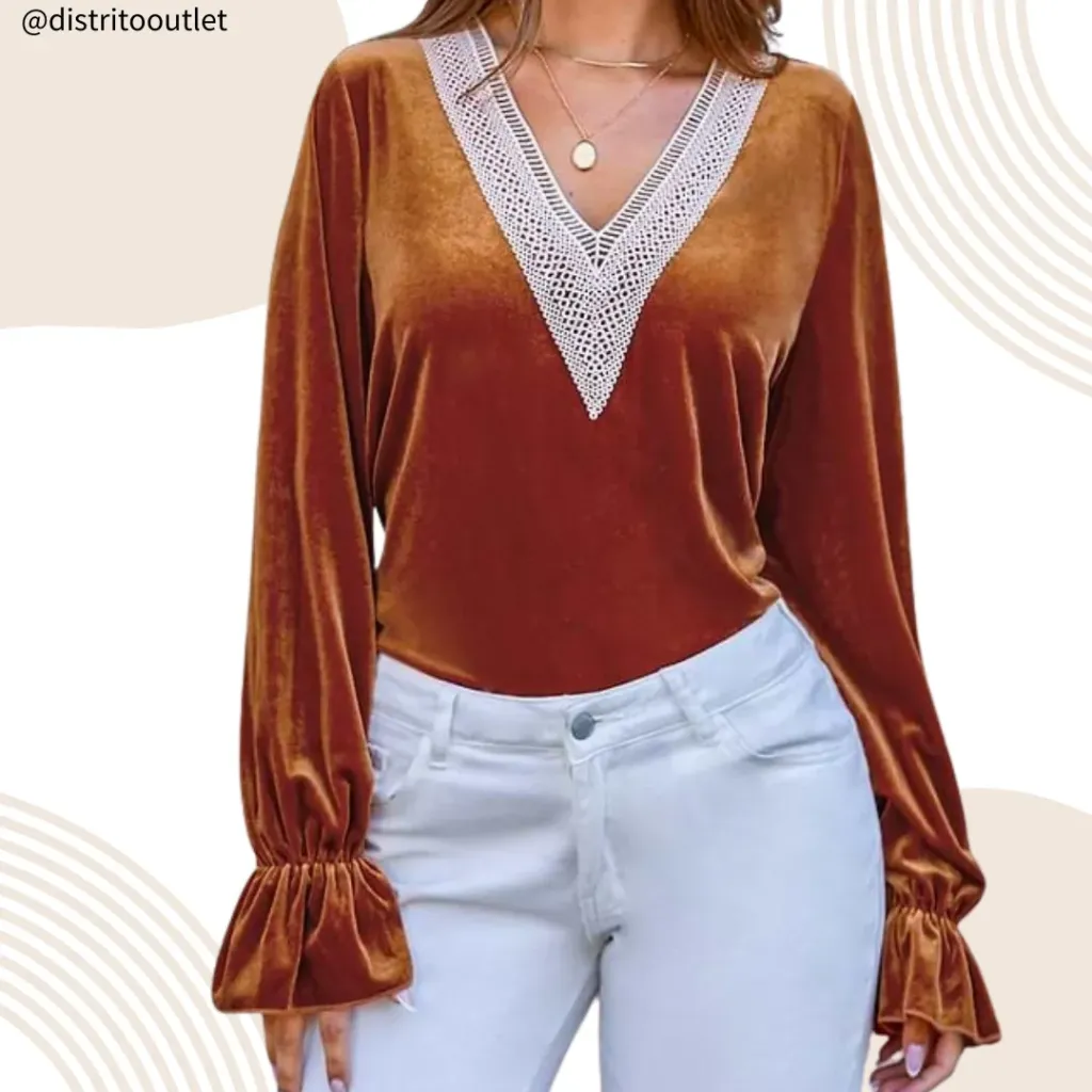 Blusa Manga Larga Cupshe C Cobre T L