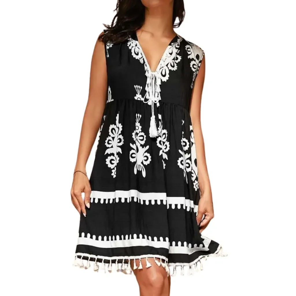 Vestido Cupshe C Blanco Negro T S