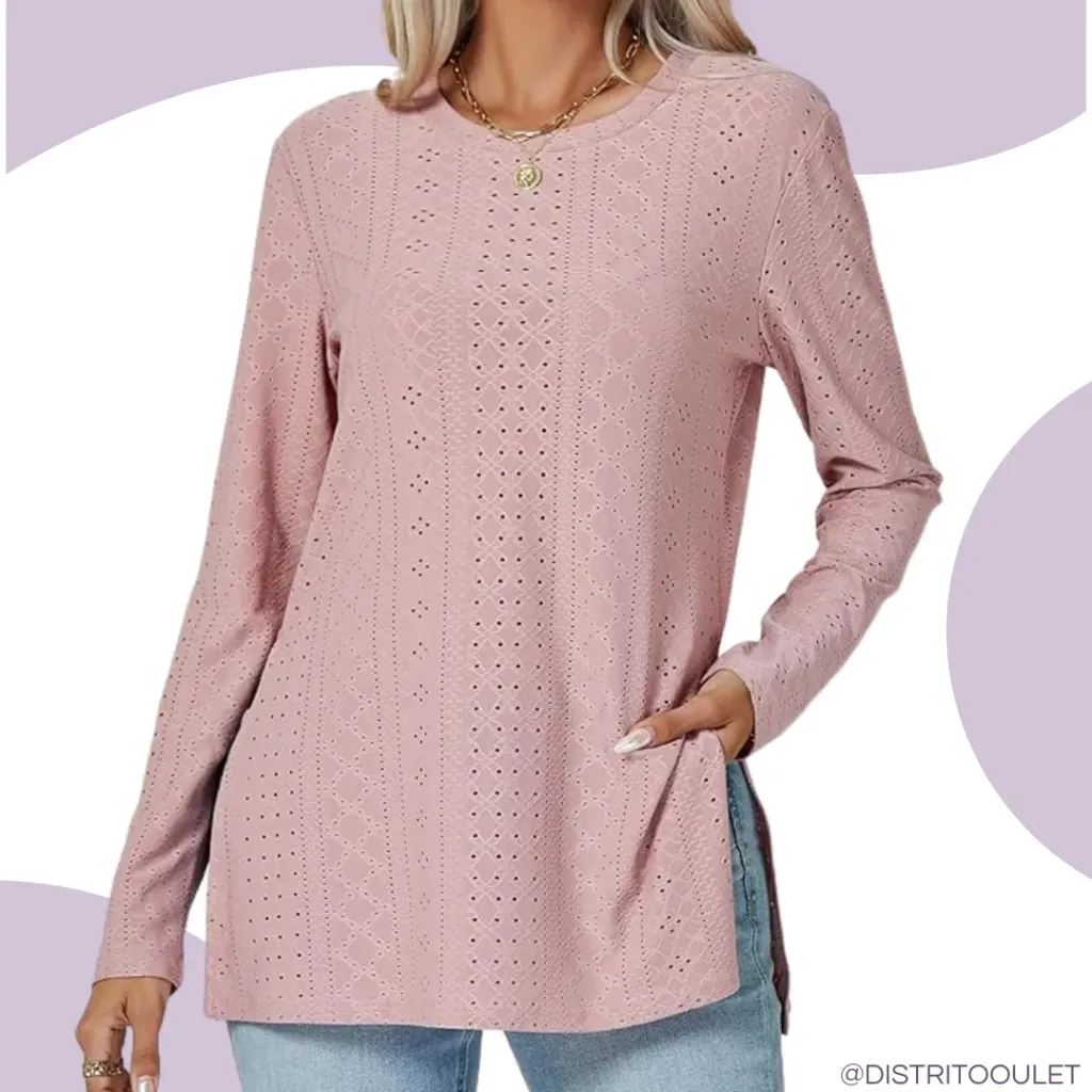 Blusa Manga Larga Fantaslook C Rosa T M