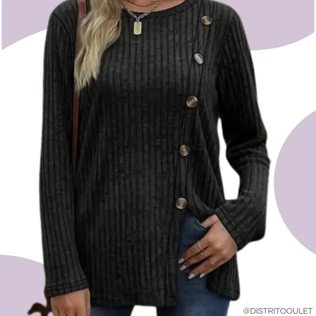 [210842] Blusa Manga Larga Fantaslook C Negro T M