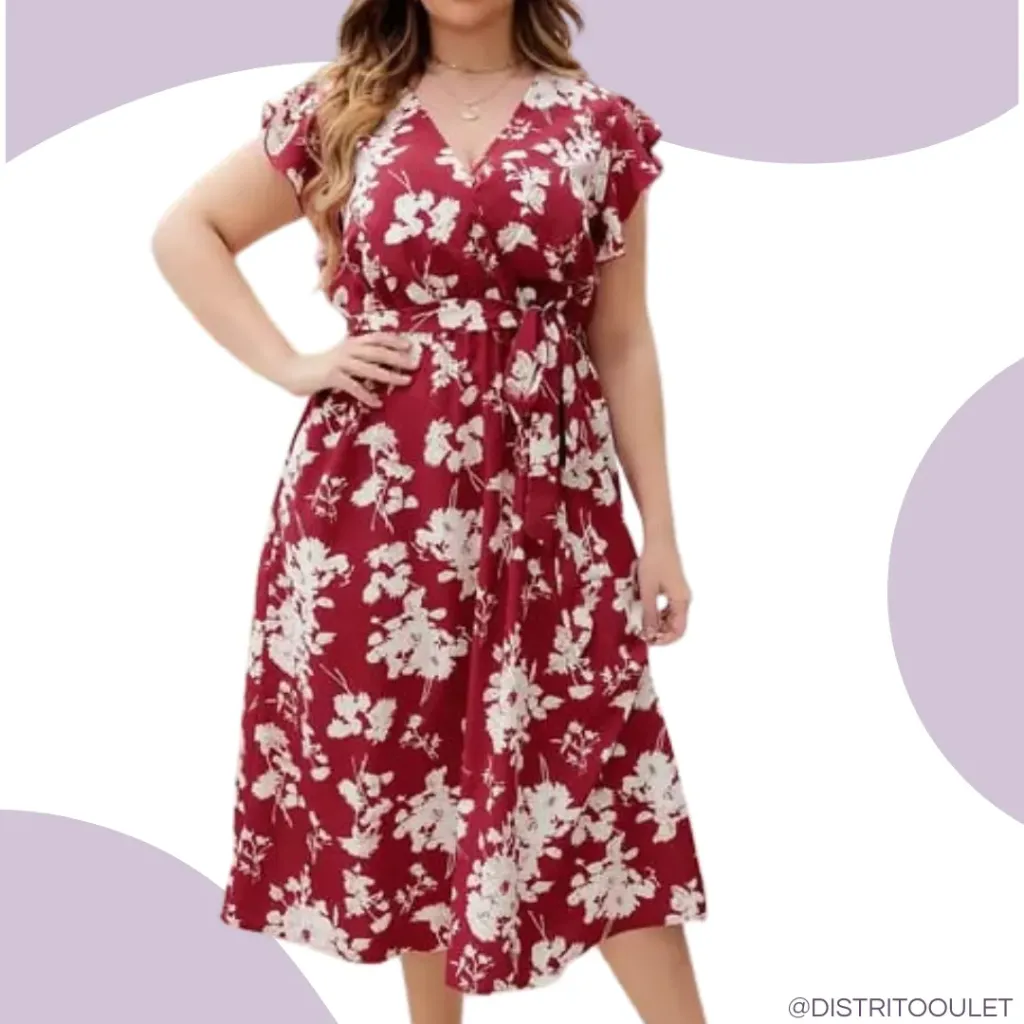 [210862] Vestido Floral Jesdani C Rojo T XXL