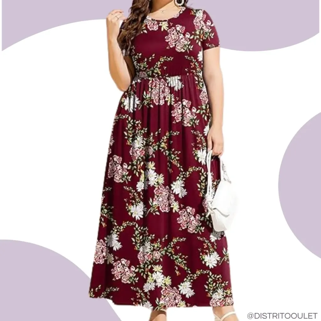 [210877] Vestido Floral C Vino T M