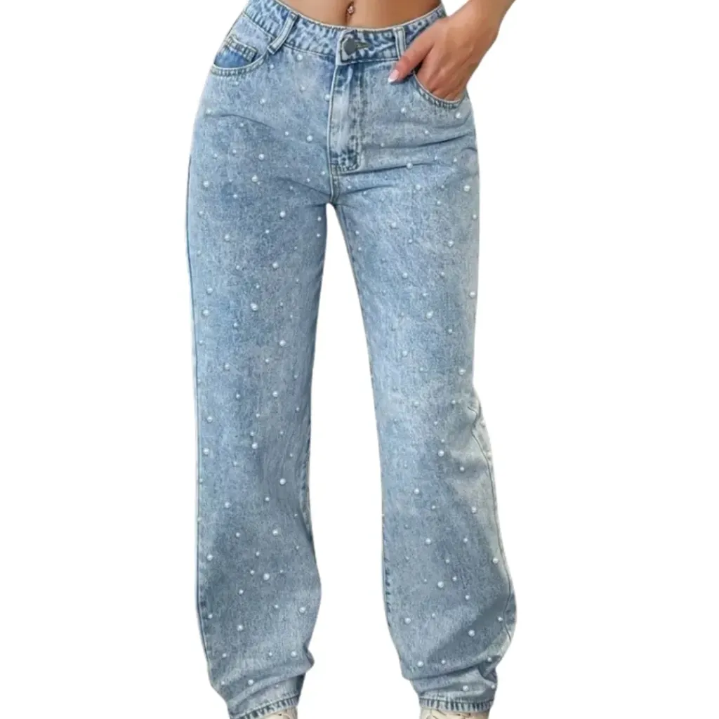 Pantalon Con Perlas C Azul T XL