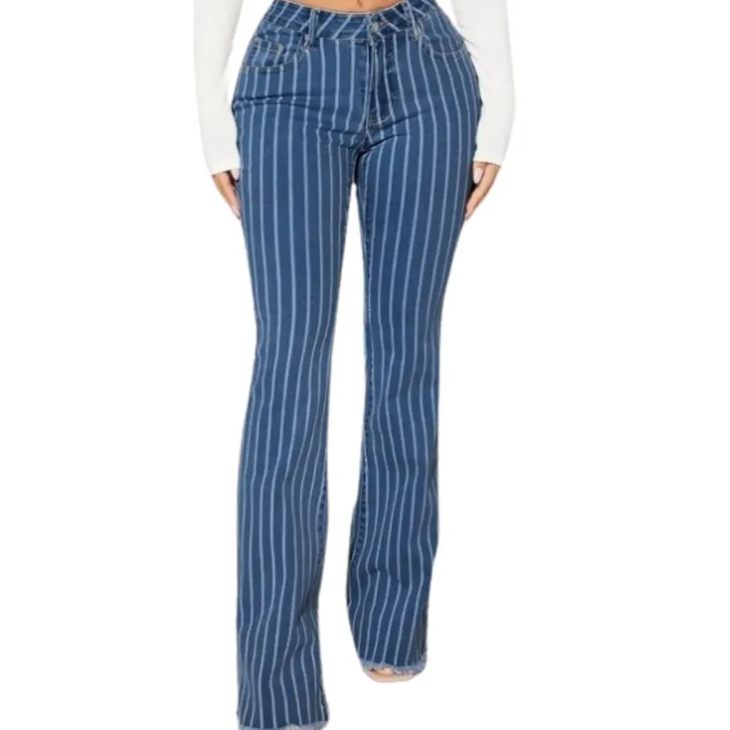 Pantalon Rayado C Azul T XL