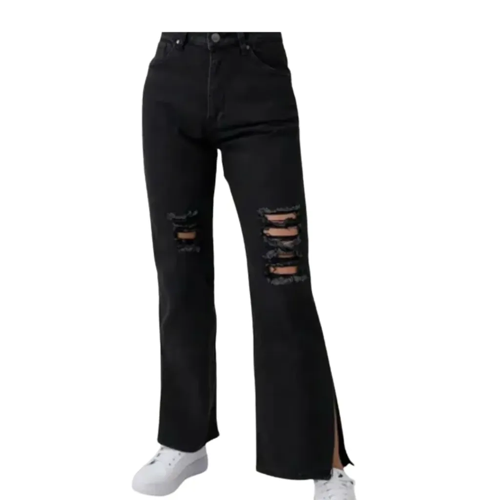 [210955] Pantalon Mezclilla Roto C Negro T XXL