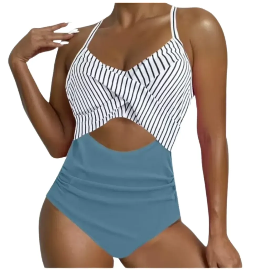 [410991] Traje de Baño 1 Pieza C Azul-rayado T XXL