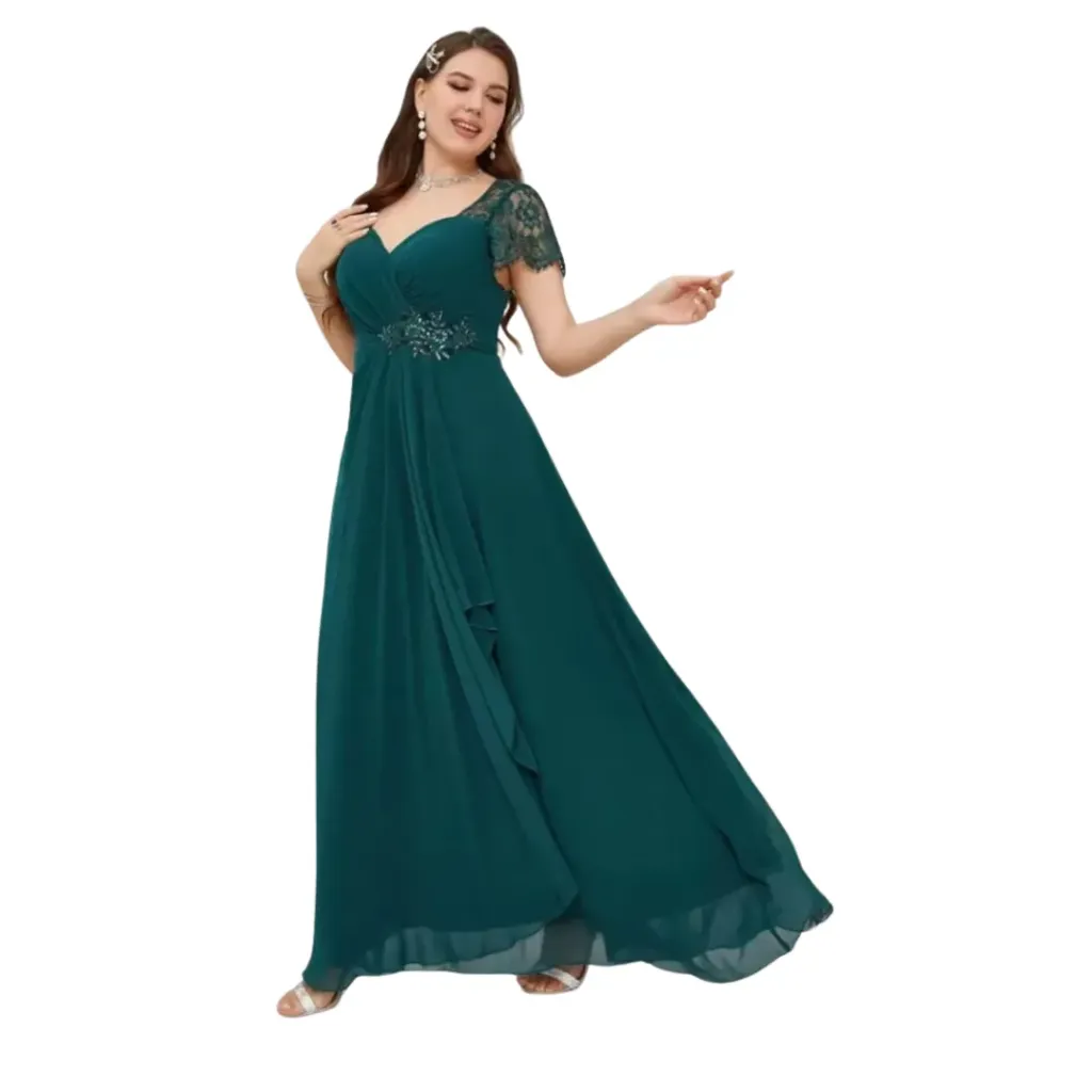 [511039] Vestido Liso Formal C Verde T XL